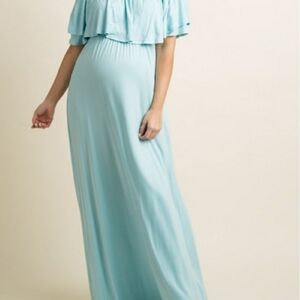 Pink Blush Blue Maternity Dress